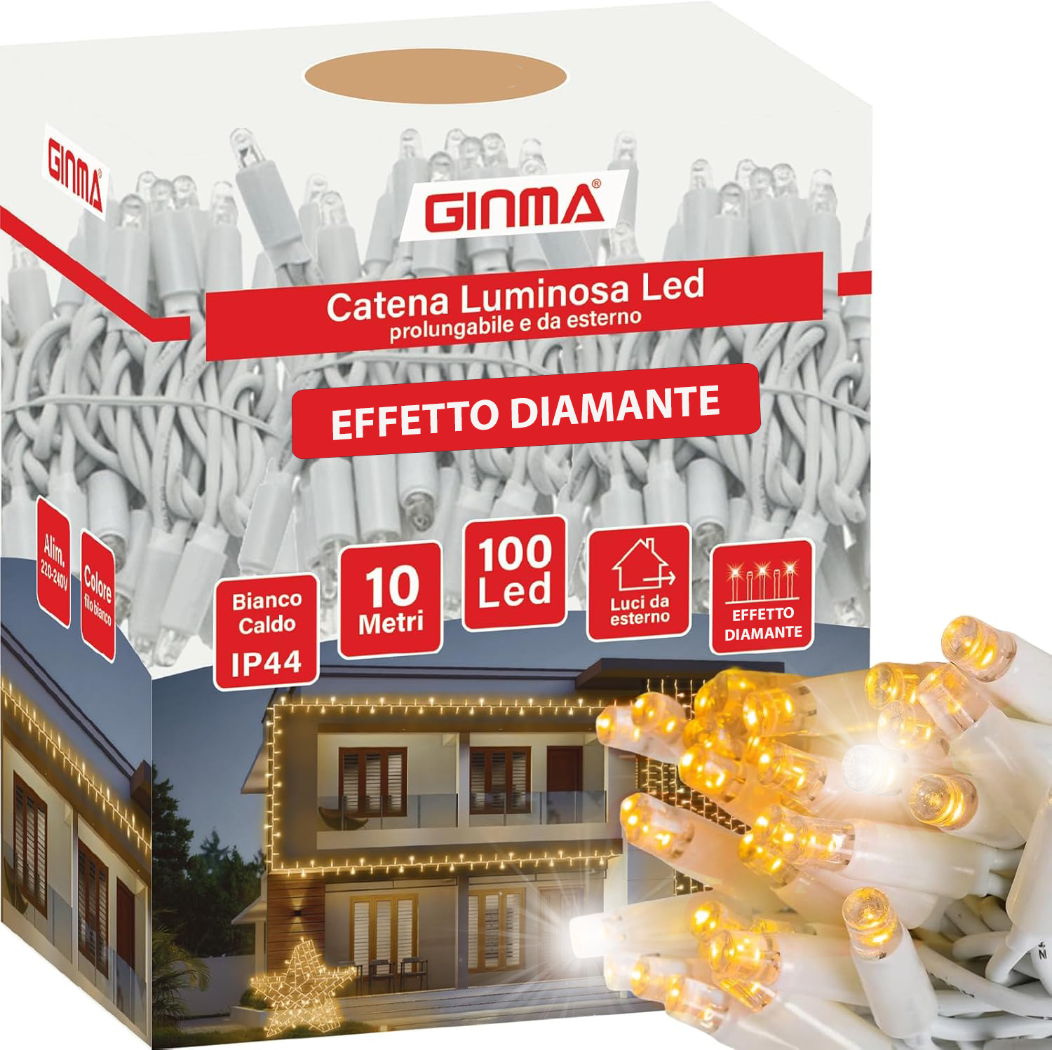 LUCE LED CAVO RETTO - BIANCO CALDO - EFFETTO DIAMANTE
