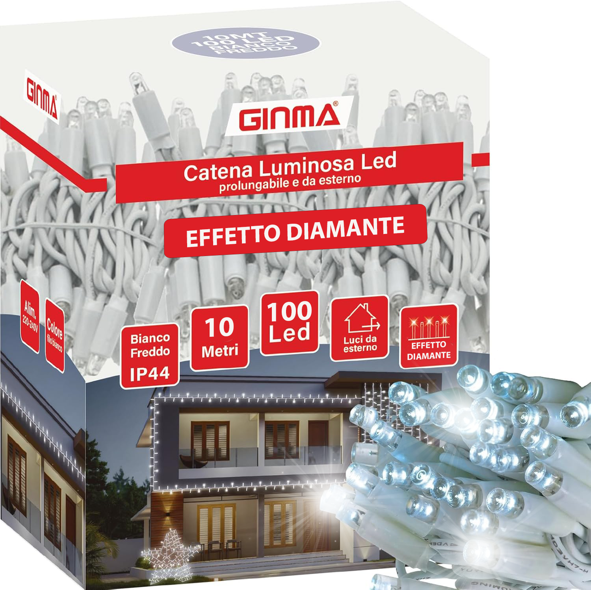 LUCE LED CAVO RETTO - BIANCO FREDDO - EFFETTO DIAMANTE