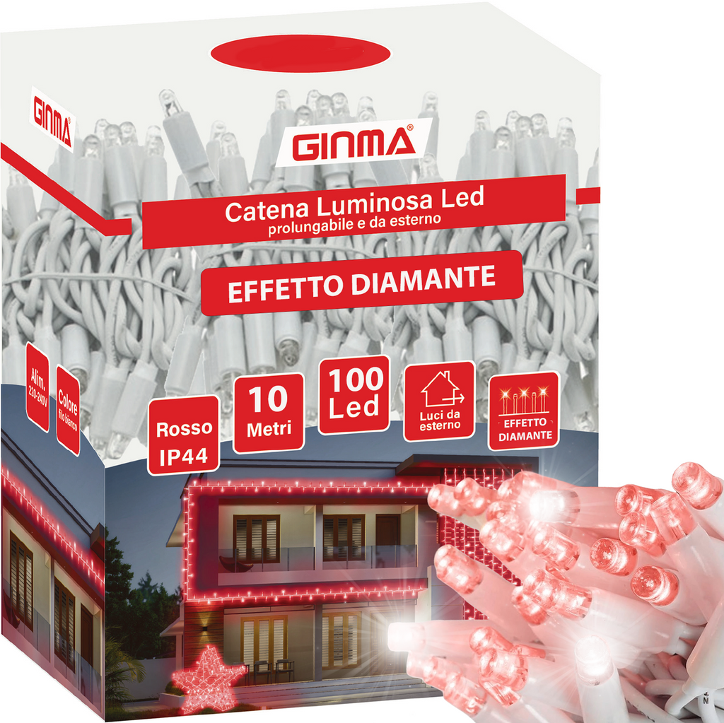 LUCE LED CAVO RETTO - ROSSO RUBINO - EFFETTO DIAMANTE