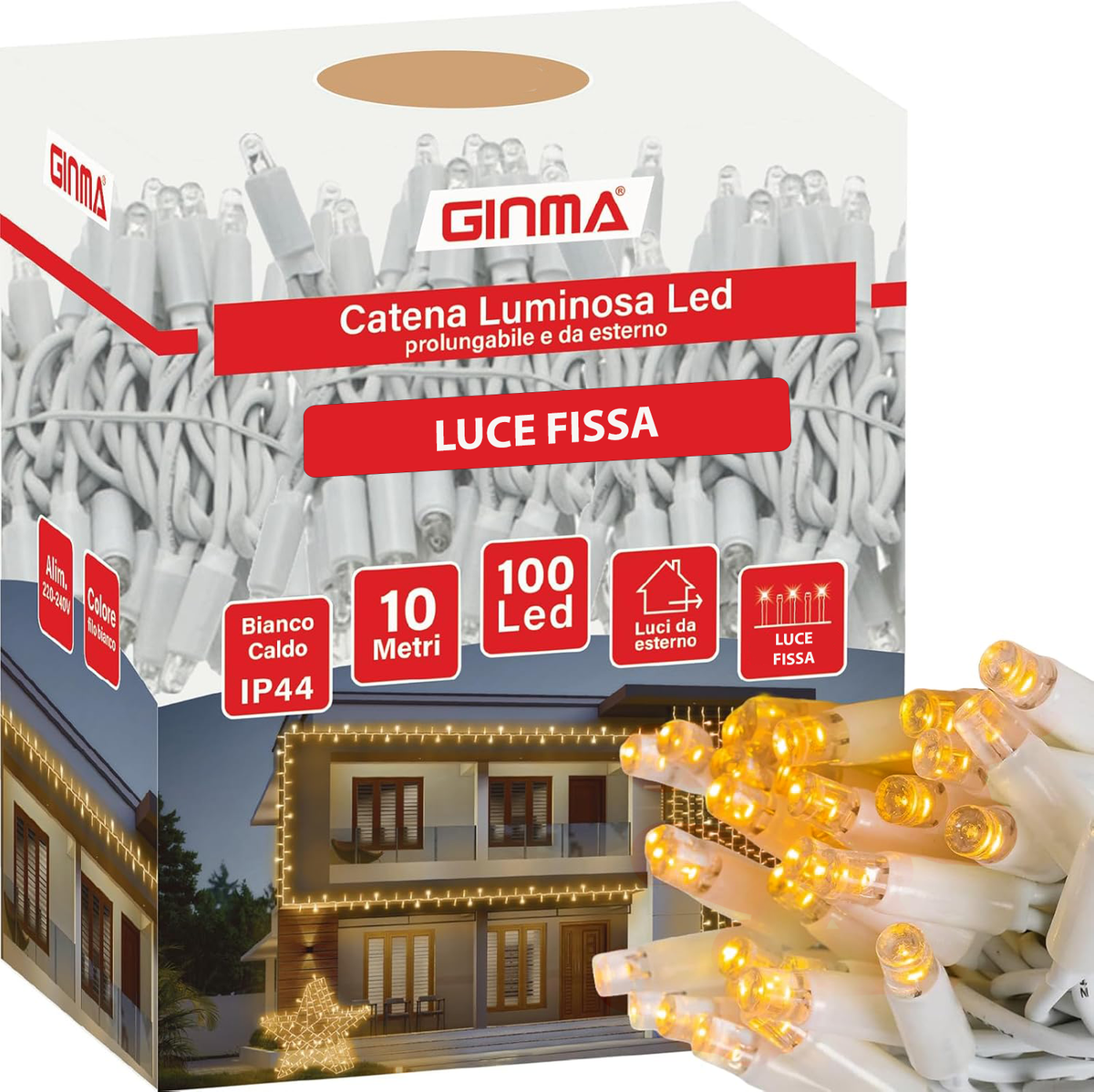 LUCE LED CAVO RETTO - BIANCO CALDO - LUCE FISSA
