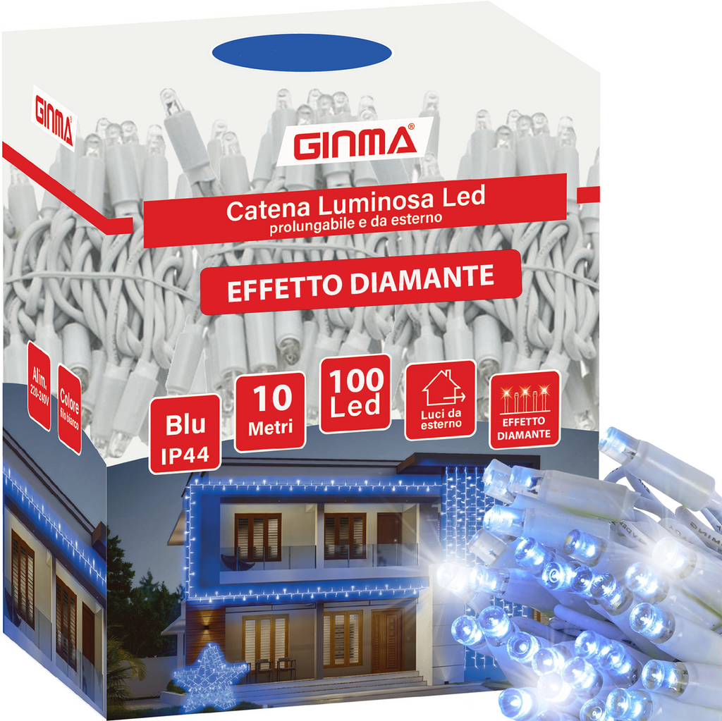 LUCE LED CAVO RETTO - BLU ZAFFIRO - EFFETTO DIAMANTE