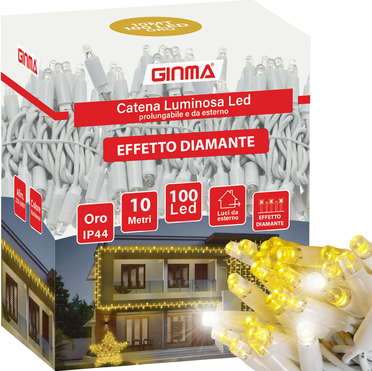 LUCE LED CAVO RETTO - ORO - EFFETTO DIAMANTE