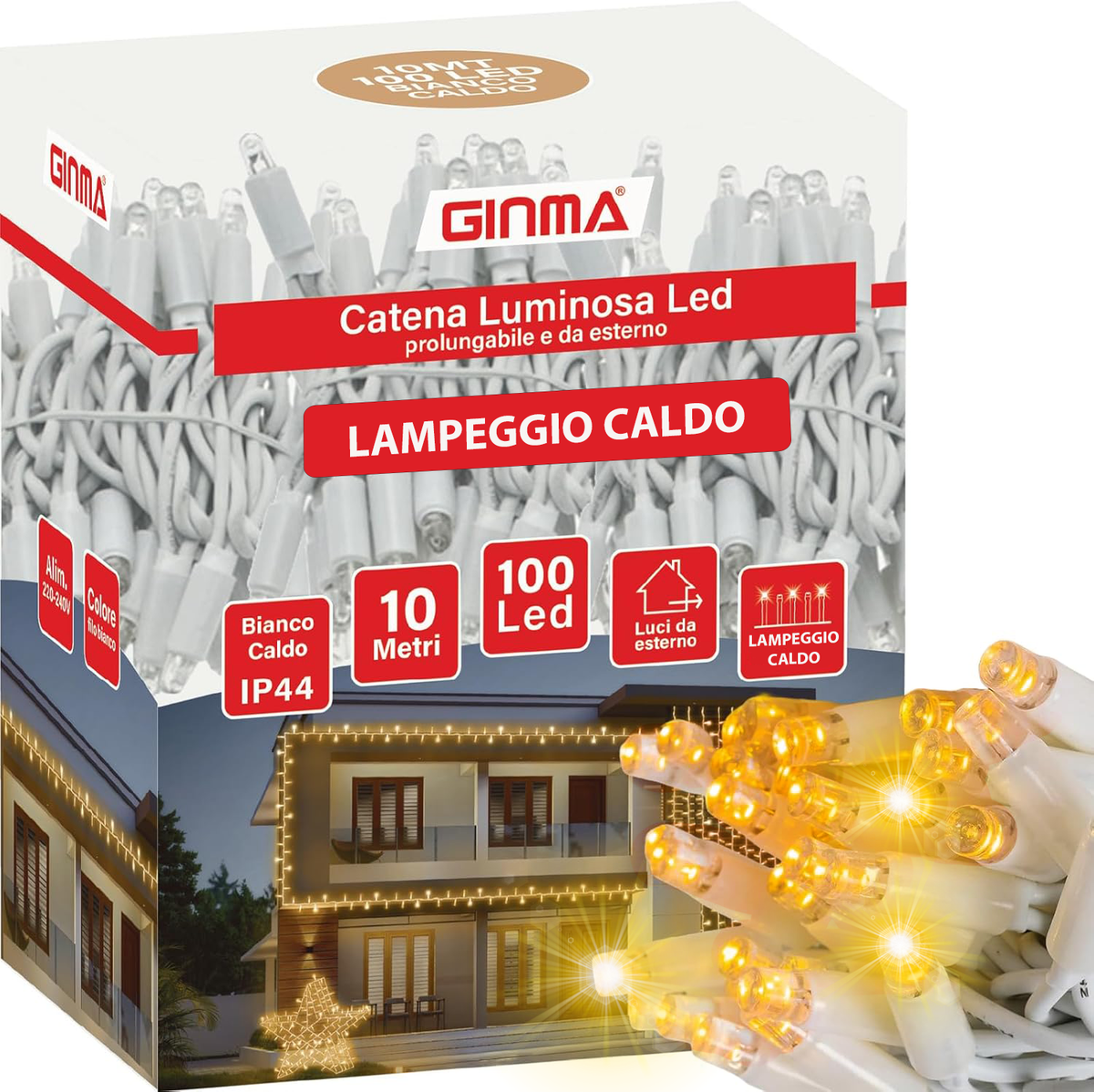 LUCE LED CAVO RETTO - BIANCO CALDO - LAMPEGGIO CALDO