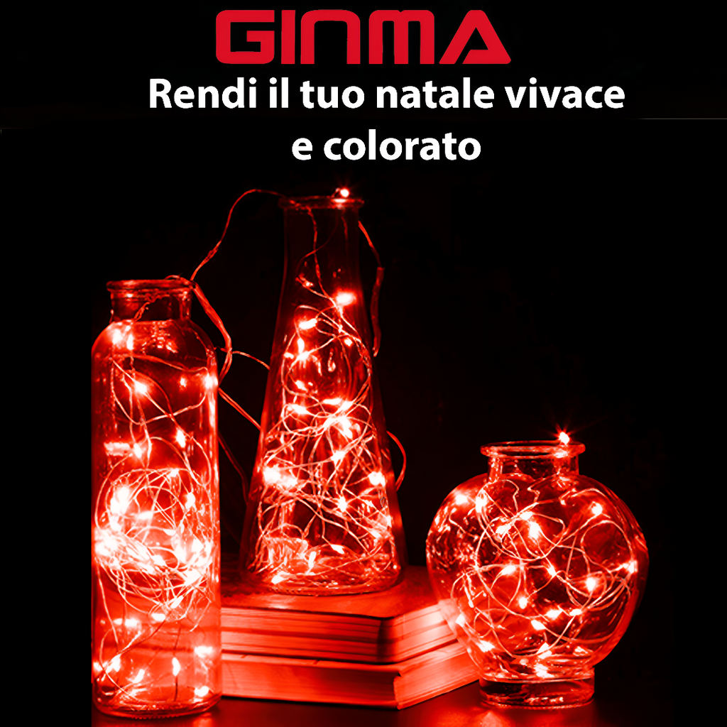 SET 3 FILI LUMINOSI A BATTERIA - ROSSO RUBINO