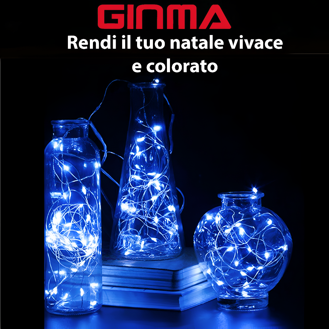 SET 3 FILI LUMINOSI A BATTERIA - BLU ZAFFIRO