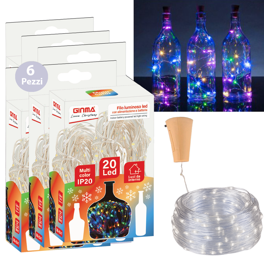 SET 3 FILI LUMINOSI A TAPPO - MULTICOLOR