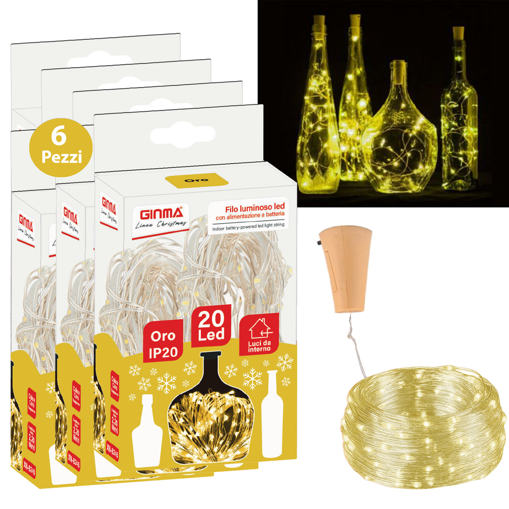 SET 3 FILI LUMINOSI A TAPPO - ORO
