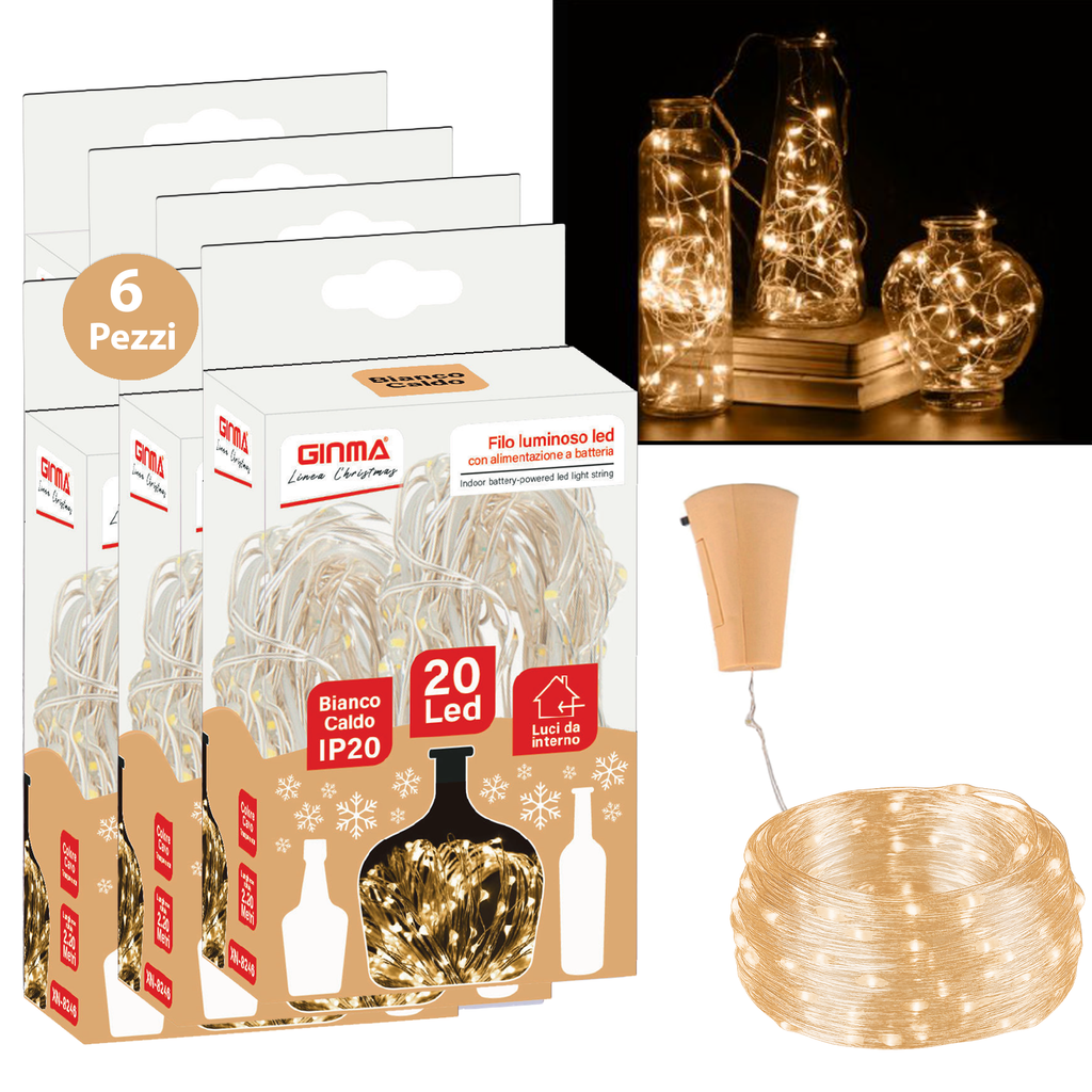 SET 3 FILI LUMINOSI A TAPPO - BIANCO CALDO