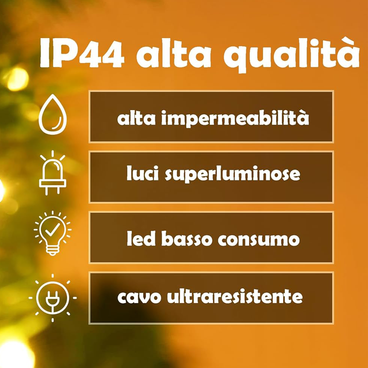 LUCE ALBERO DI NATALE - BIANCO CALDO - 8 EFFETTI LUCE
