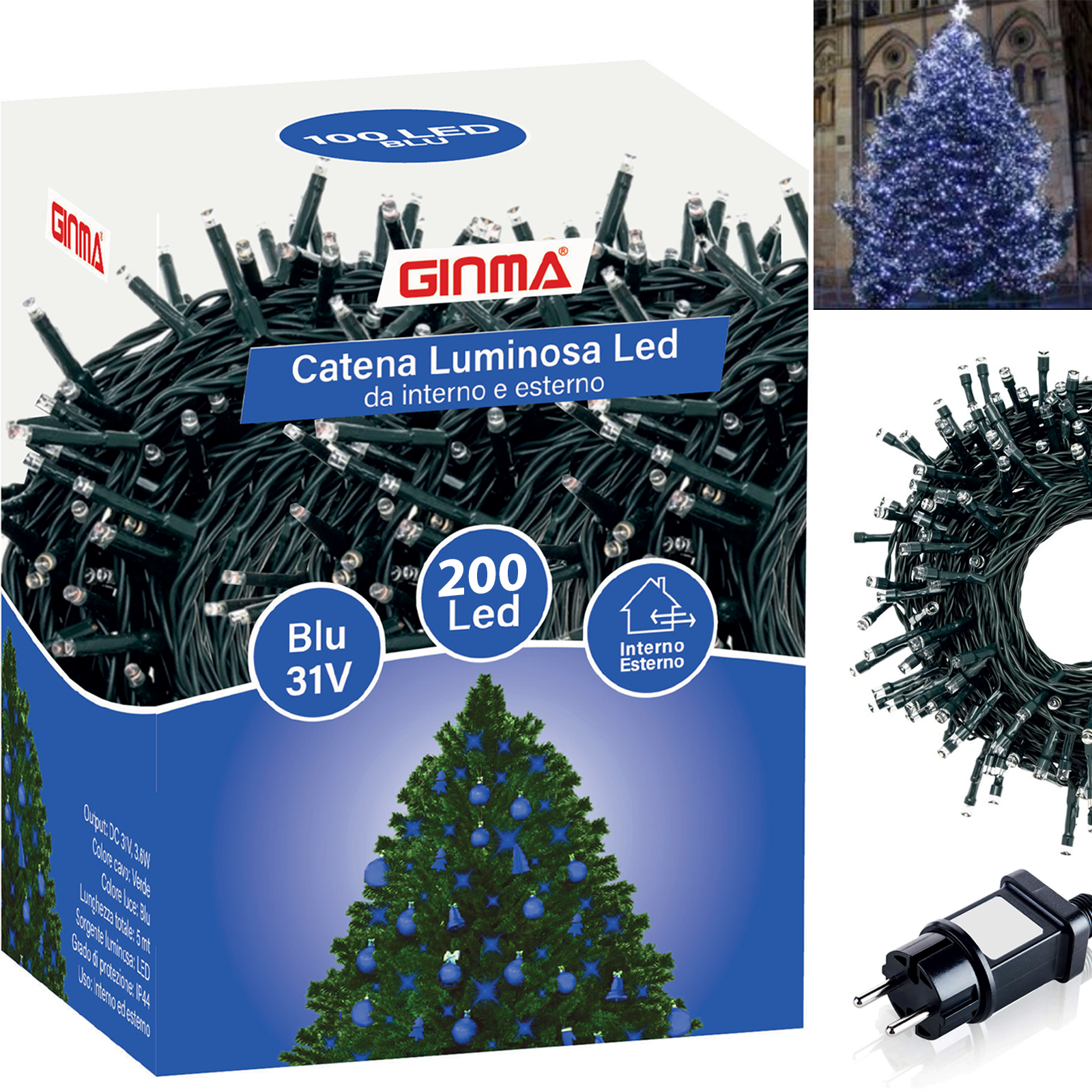LUCE ALBERO DI NATALE - BLU ZAFFIRO - 8 EFFETTI LUCE