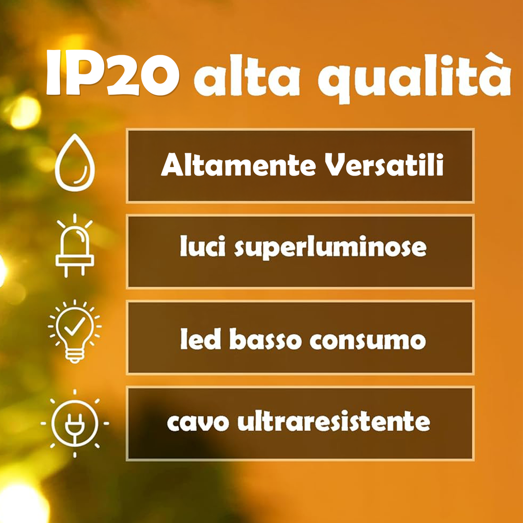 SET 3 FILI LUMINOSI A BATTERIA - BIANCO CALDO