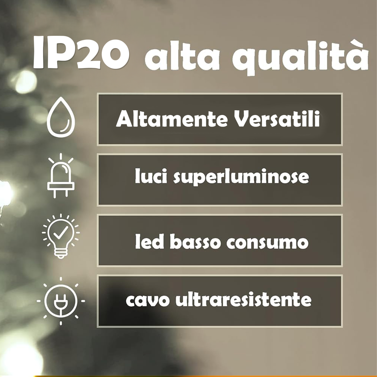 SET 3 FILI LUMINOSI A TAPPO - BIANCO FREDDO