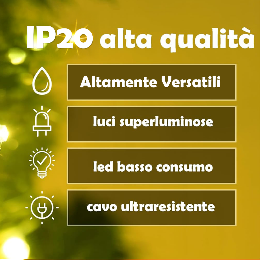 SET 3 FILI LUMINOSI A BATTERIA - ORO