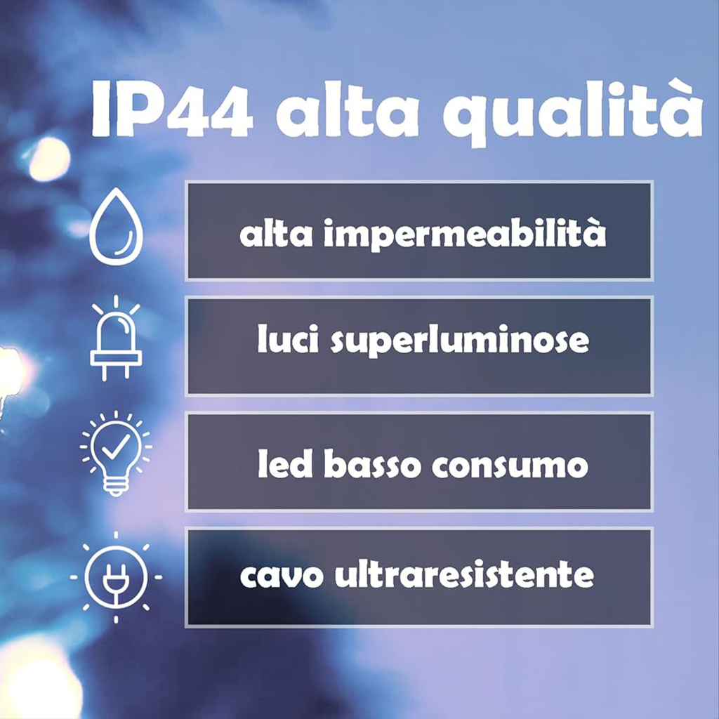 LUCE CAVO TRASPARENTE LED - BLU ZAFFIRO - 8 EFFETTI LUCE