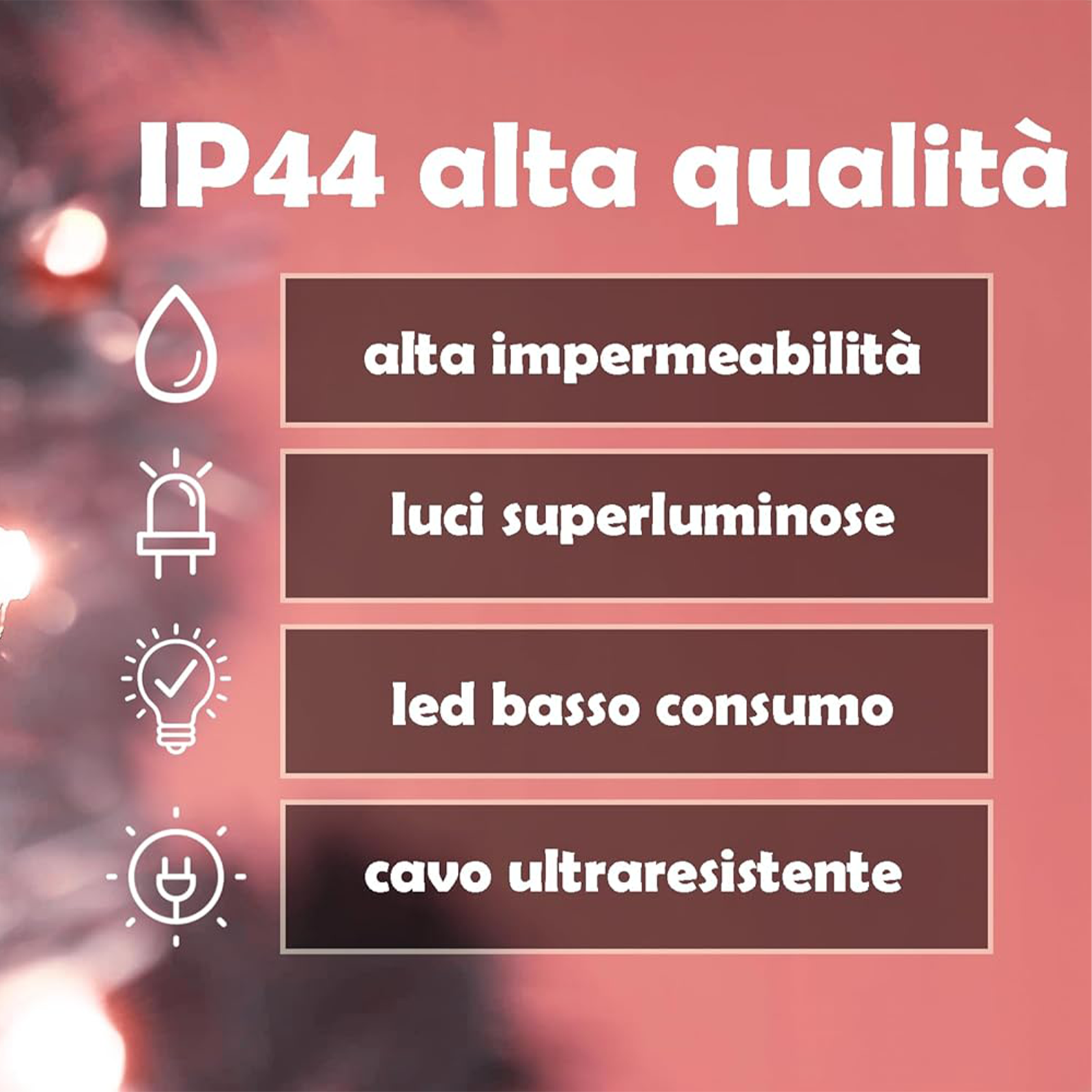 LUCE ALBERO DI NATALE - ROSA - 8 EFFETTI LUCE
