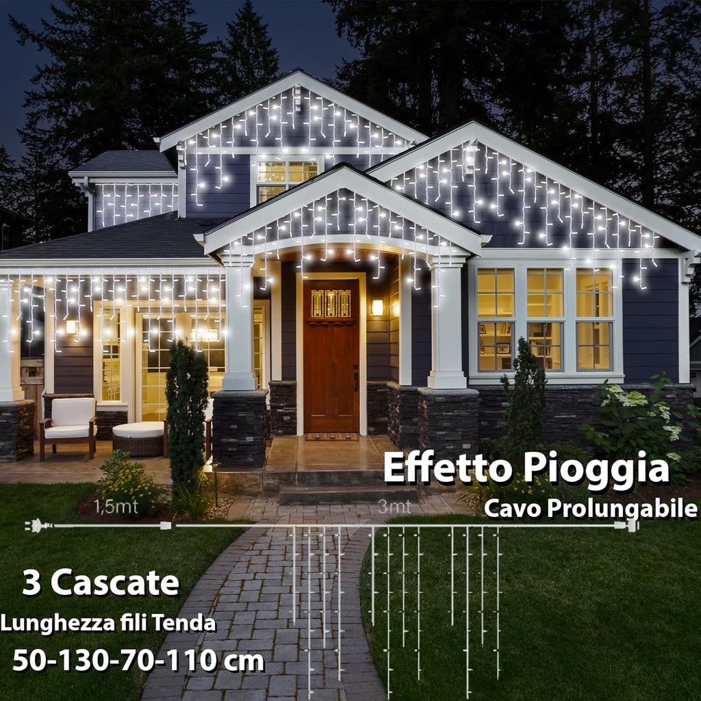 LUCE LED PIOGGIA - BIANCO FREDDO- EFFETTO DIAMANTE