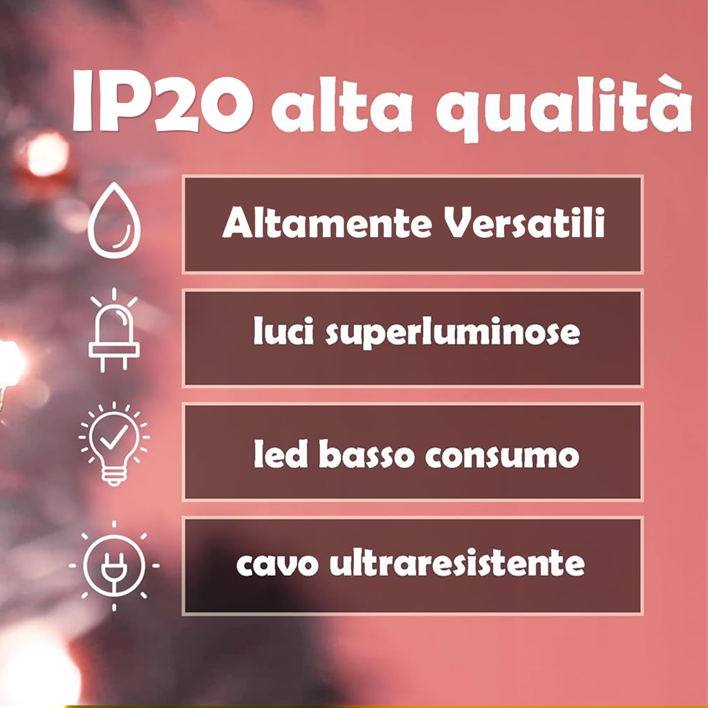 cSET 3 FILI LUMINOSI A BATTERIA - ROSA