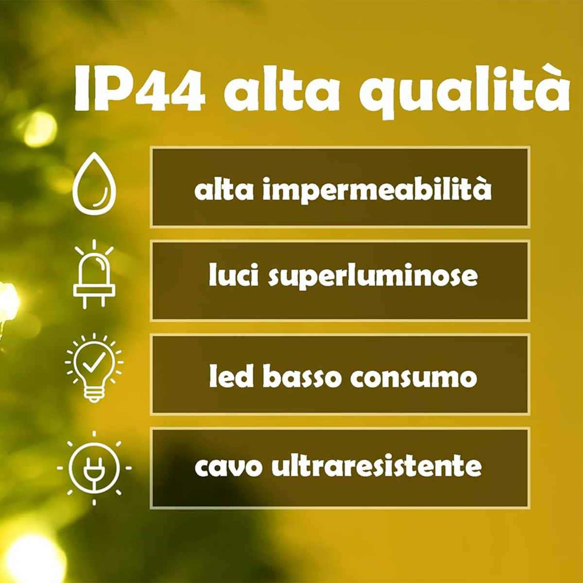LUCE ALBERO DI NATALE - ORO - 8 EFFETTI LUCE