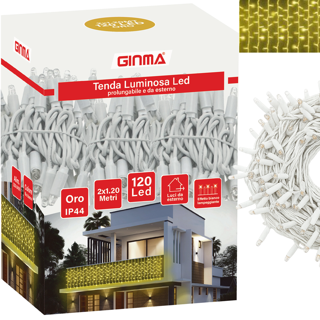 LUCE LED TENDA - ORO - EFFETTO DIAMANTE