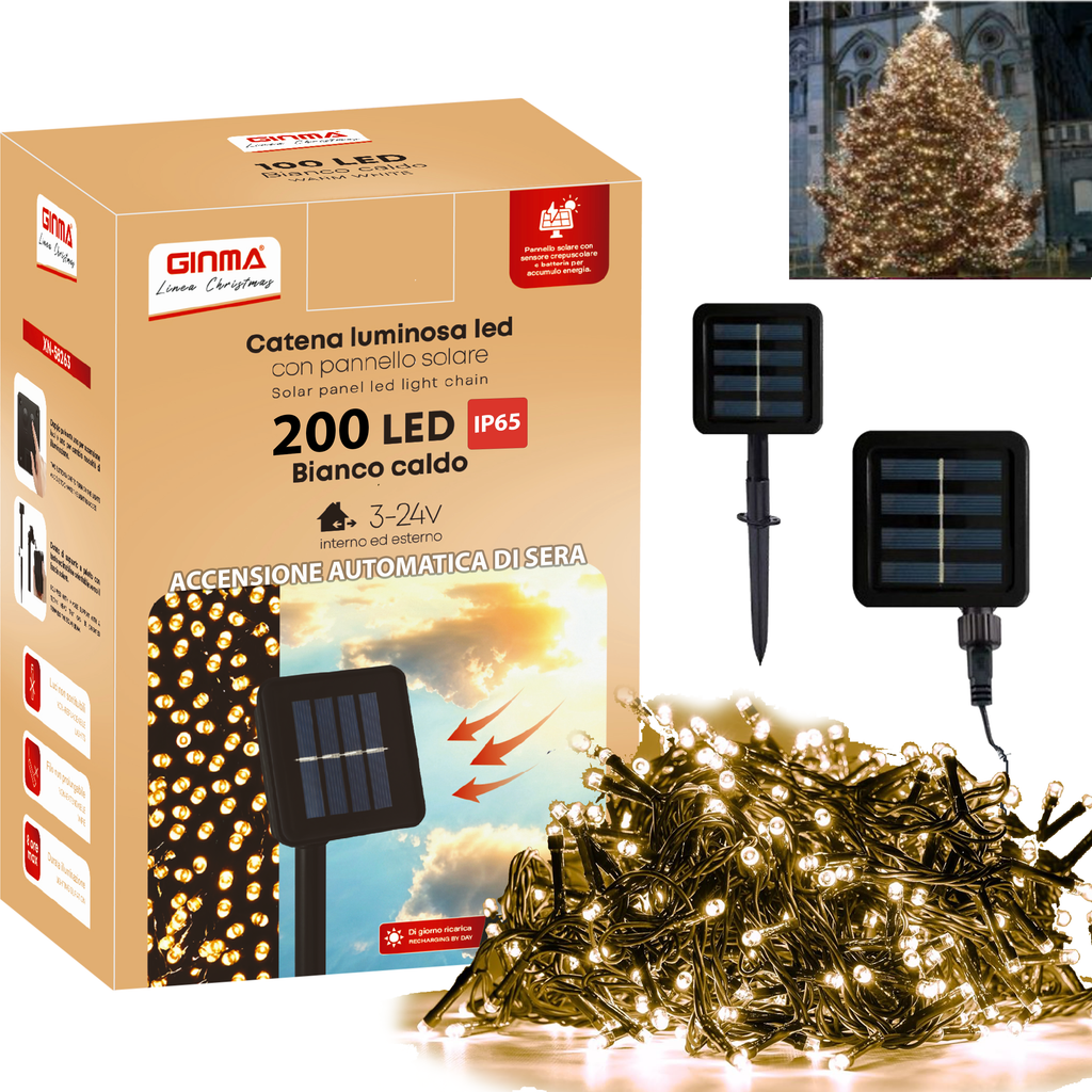 LUCE LED PANNELLO SOLARE - BIANCO CALDO