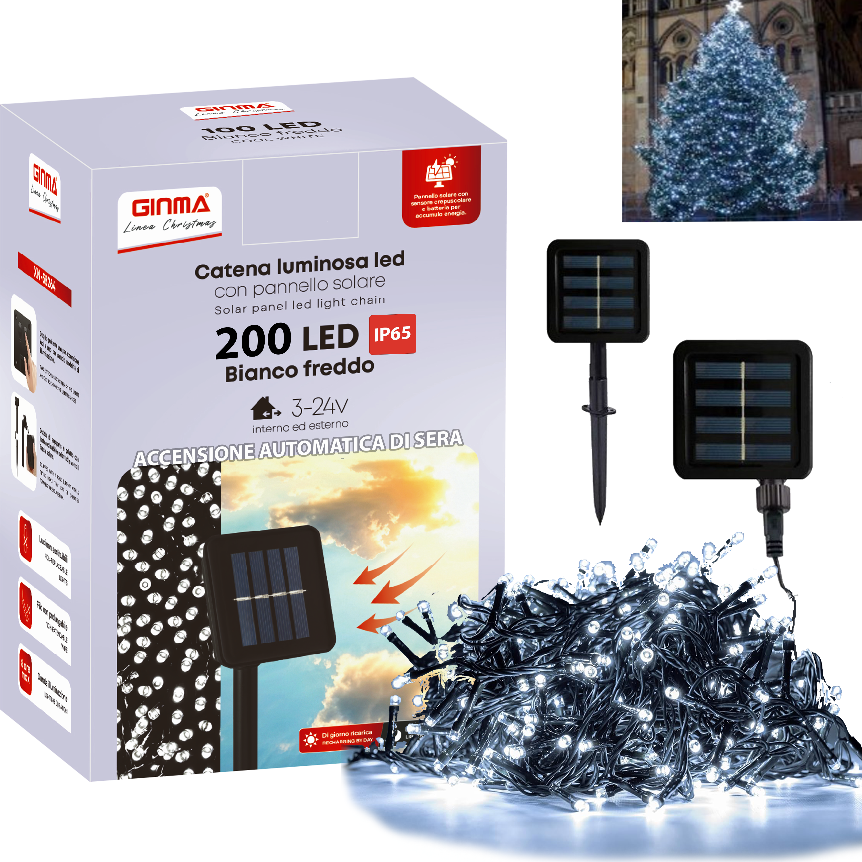 LUCE LED PANNELLO SOLARE - BIANCO FREDDO