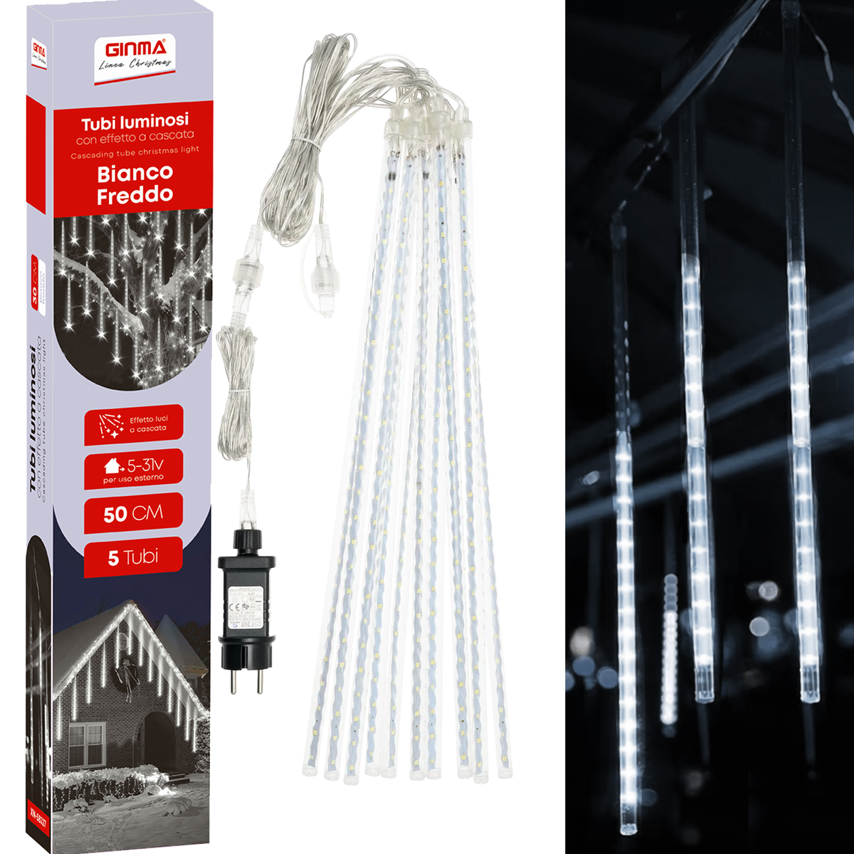 Tubi Luminosi LED Effetto Cascata (5PZ) - BIANCO FREDDO