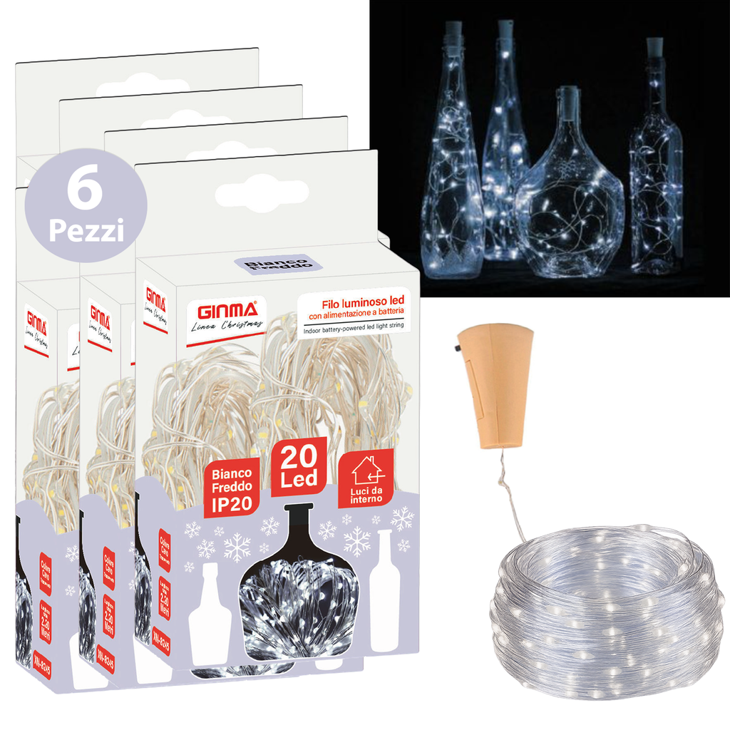 SET 3 FILI LUMINOSI A TAPPO - BIANCO FREDDO