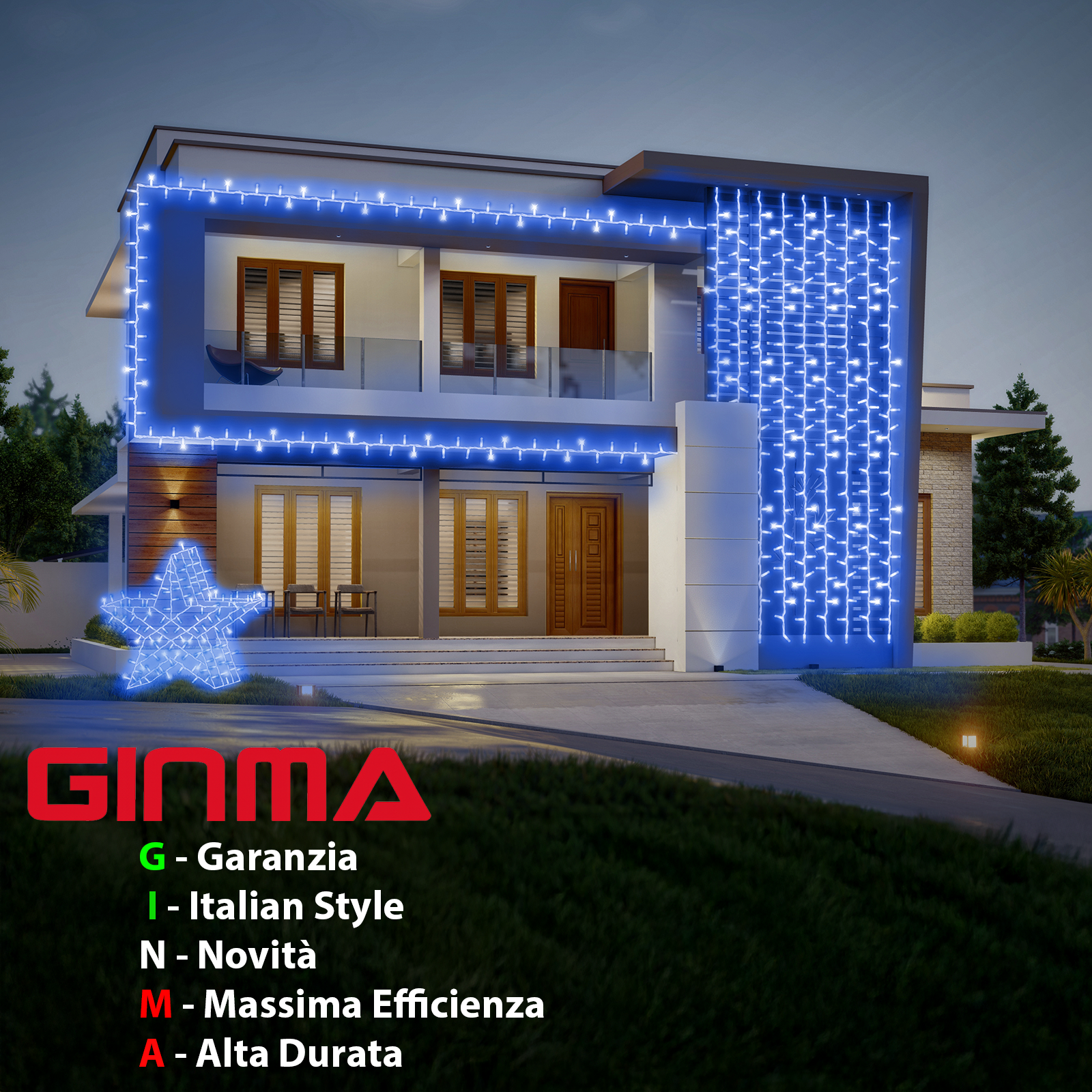 LUCE LED CAVO RETTO - BLU ZAFFIRO - EFFETTO DIAMANTE