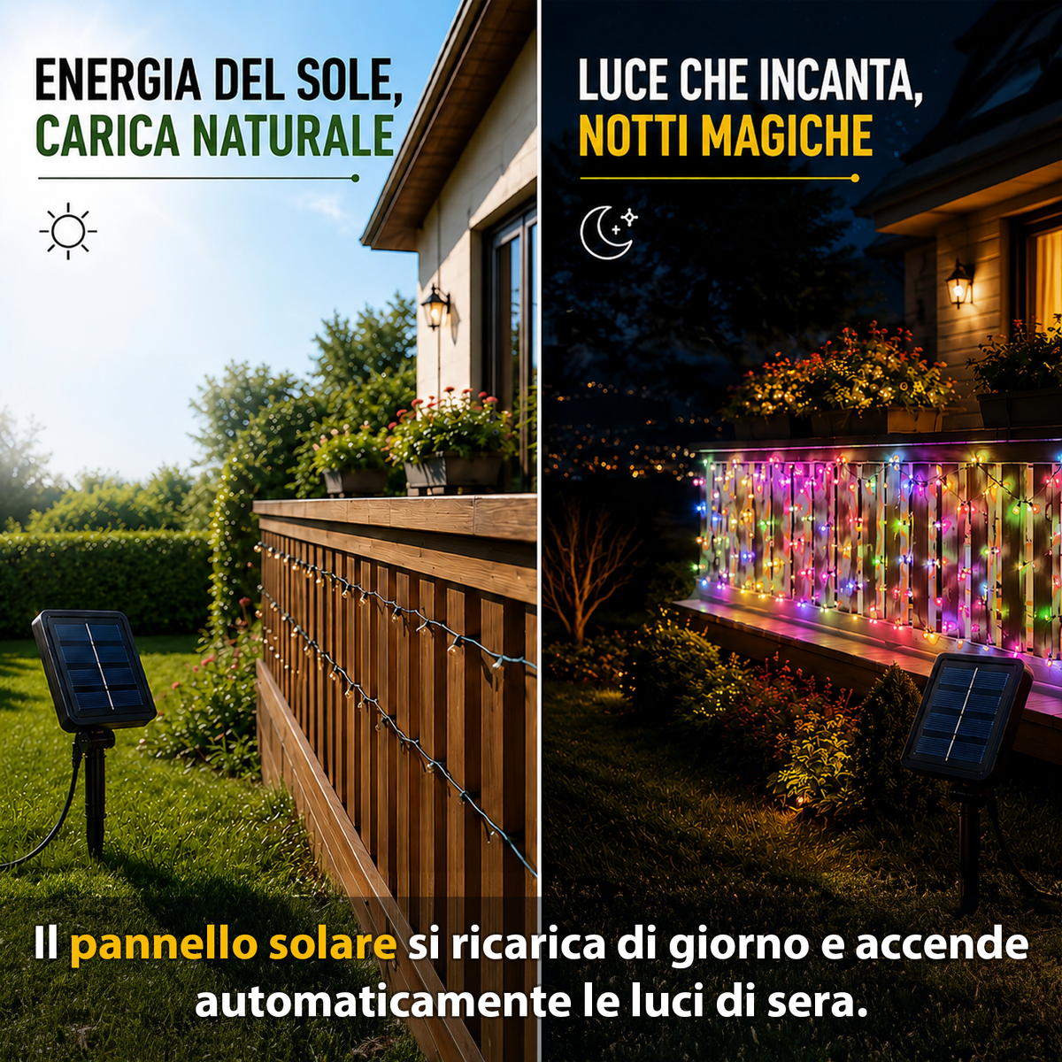 LUCE LED PANNELLO SOLARE - MULTICOLOR