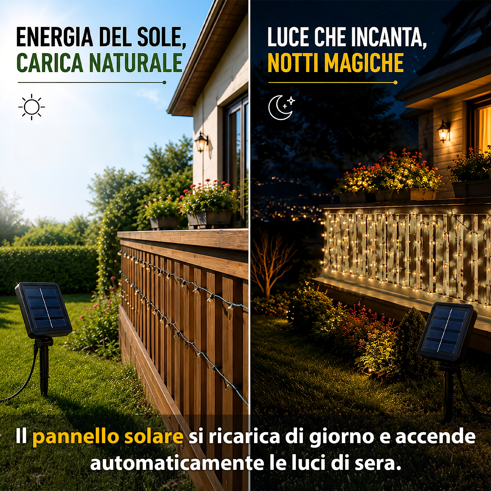 LUCE LED PANNELLO SOLARE - BIANCO CALDO