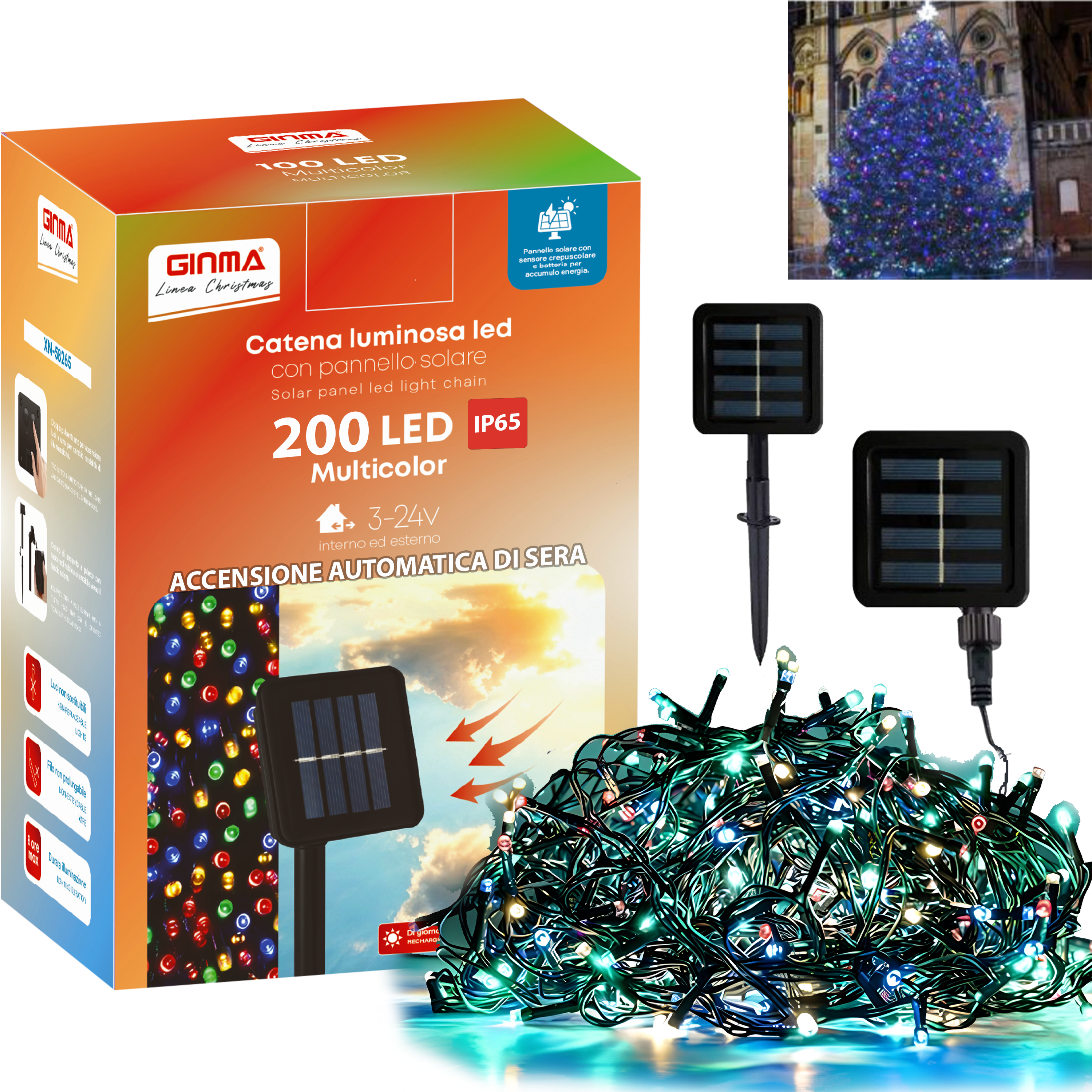 LUCE LED PANNELLO SOLARE - MULTICOLOR