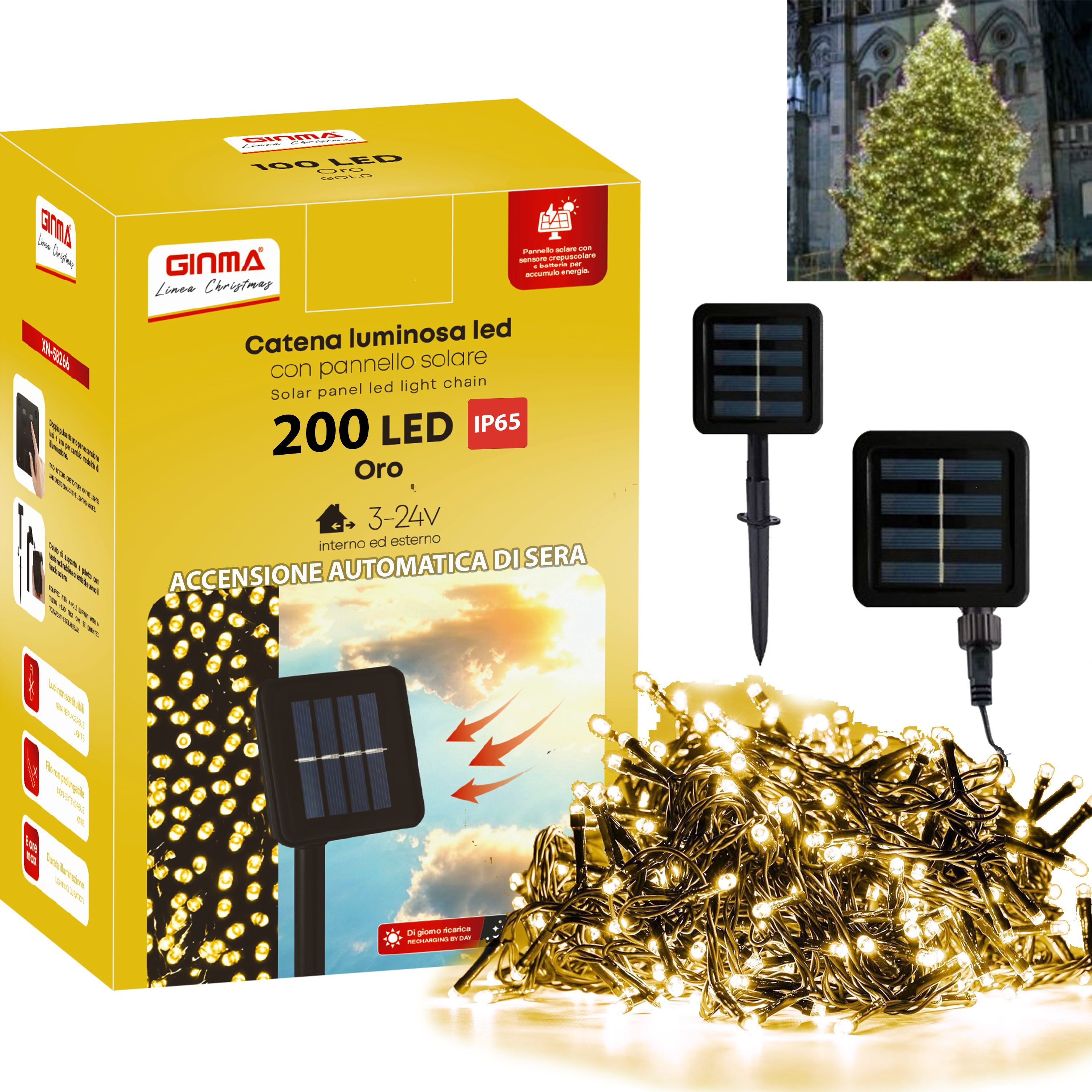 LUCE LED PANNELLO SOLARE - ORO