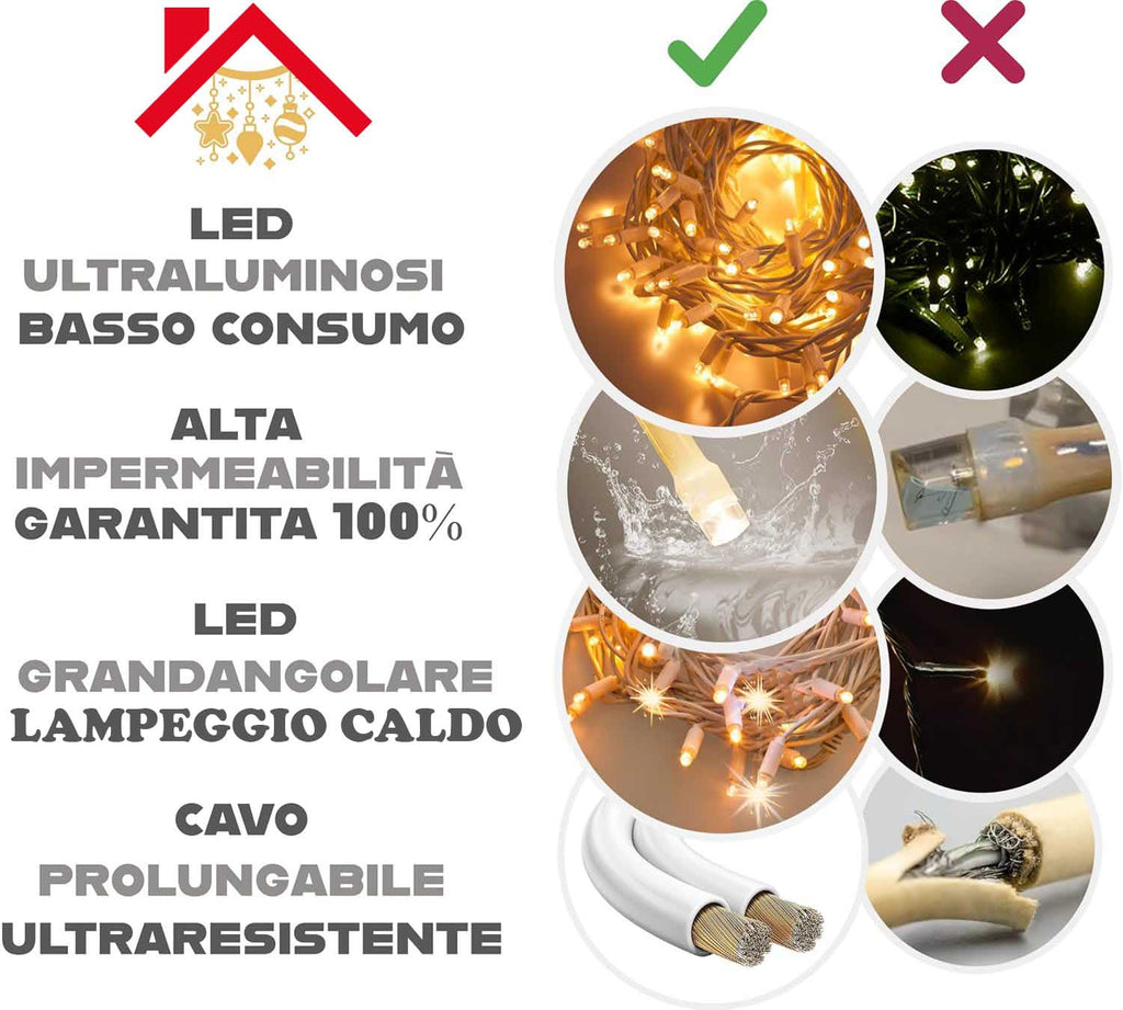 LUCE LED CAVO RETTO - BIANCO CALDO - LAMPEGGIO CALDO
