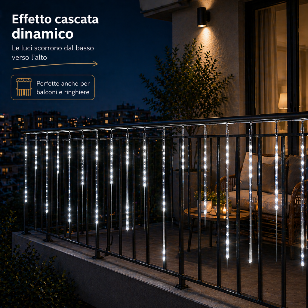 Tubi Luminosi LED Effetto Cascata (5PZ) - BIANCO FREDDO