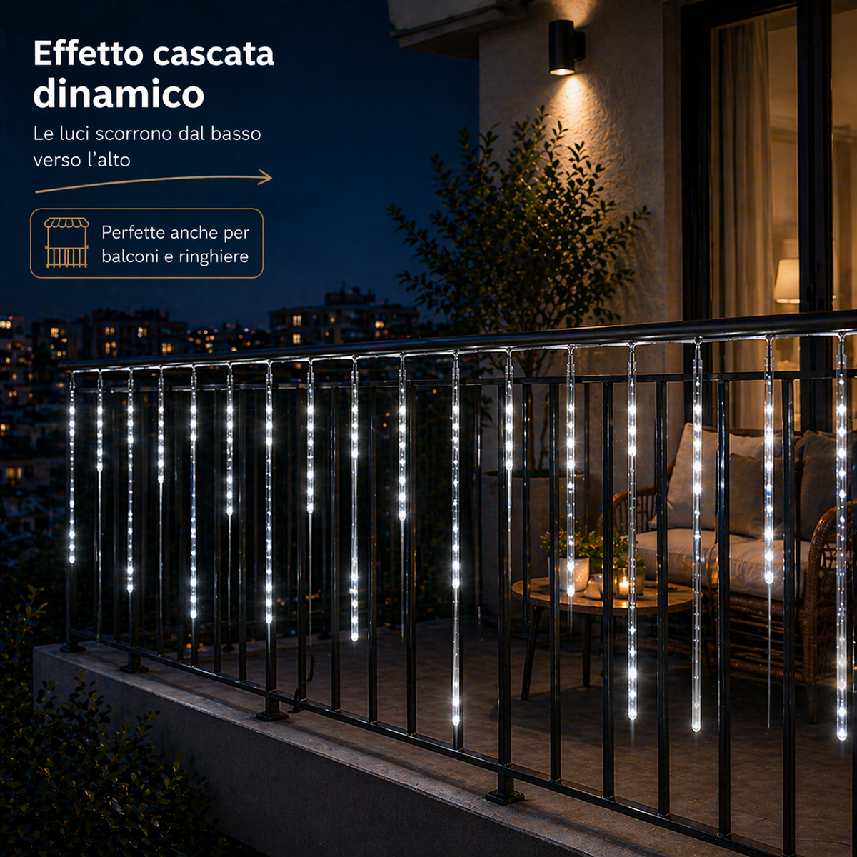 Tubi Luminosi LED Effetto Cascata (5PZ) - BIANCO FREDDO