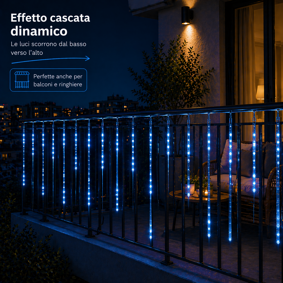 Tubi Luminosi LED Effetto Cascata (5PZ) - BLU