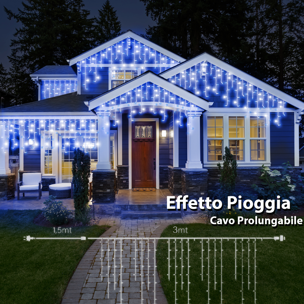 LUCE LED PIOGGIA - BLU ZAFFIRO - EFFETTO DIAMANTE