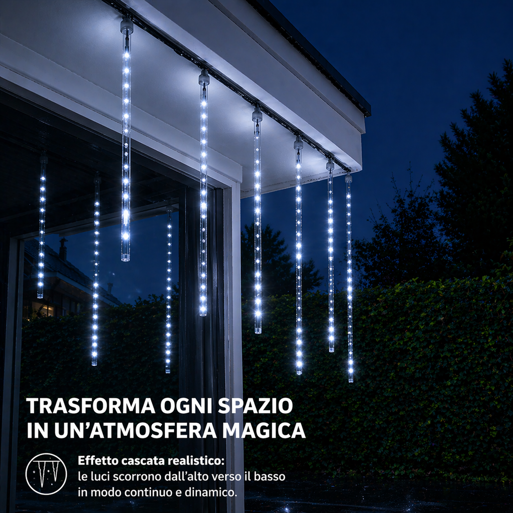 Tubi Luminosi LED Effetto Cascata (5PZ) - BIANCO FREDDO