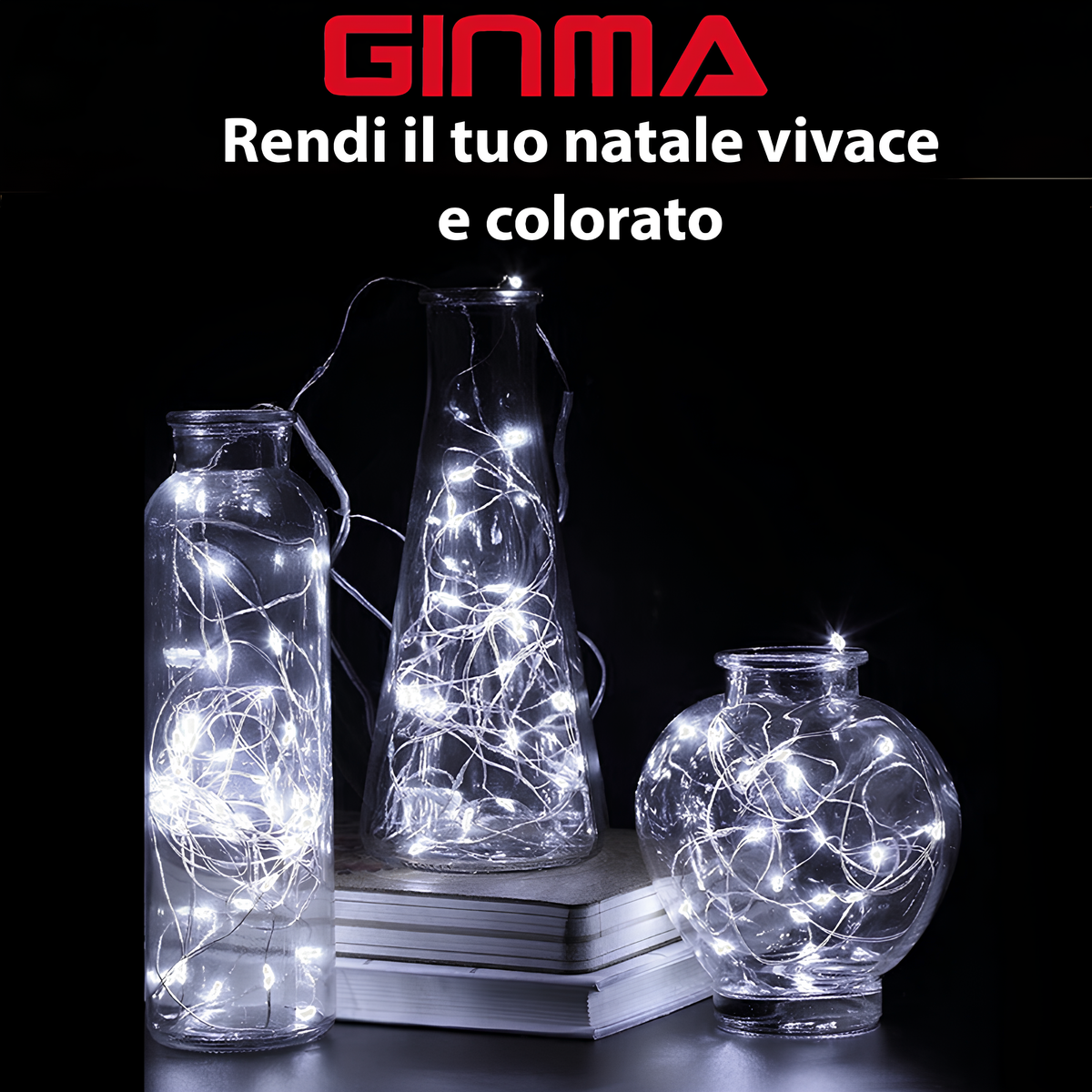 SET 3 FILI LUMINOSI LED A BATTERIA - BIANCO FREDDO