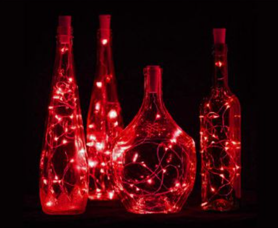 SET 3 FILI LUMINOSI A TAPPO - ROSSO RUBINO