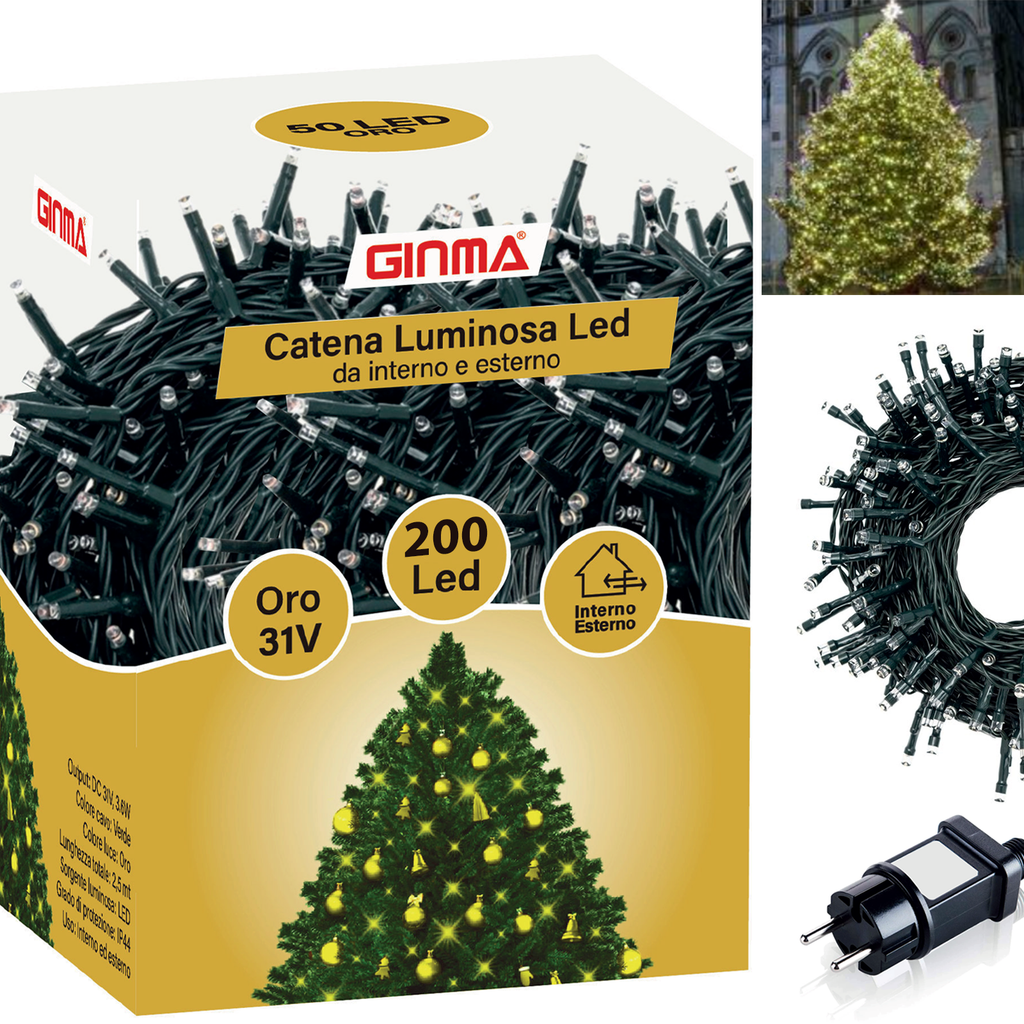 LUCE ALBERO DI NATALE - ORO - 8 EFFETTI LUCE