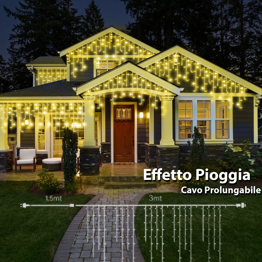 LUCE LED PIOGGIA - BIANCO CALDO - EFFETTO DIAMANTE