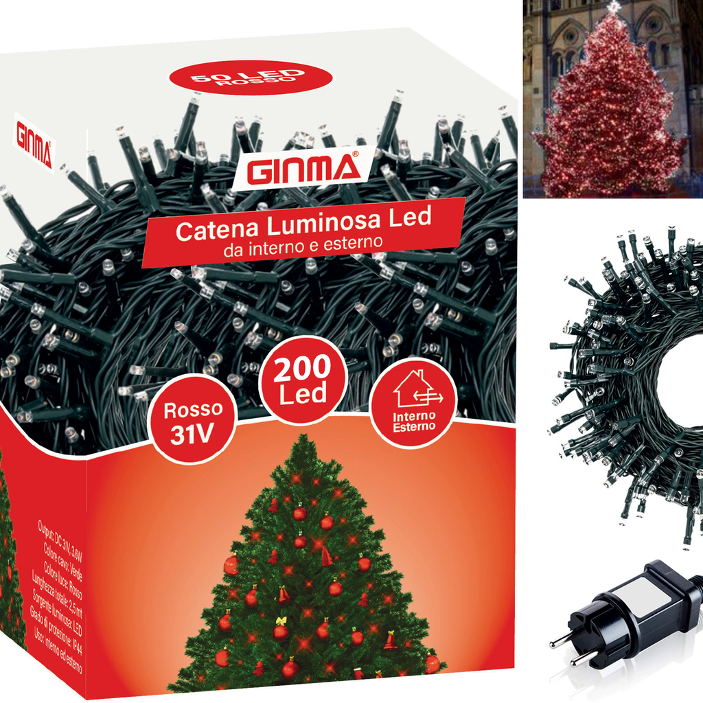LUCE ALBERO DI NATALE - ROSSO - 8 EFFETTI LUCE