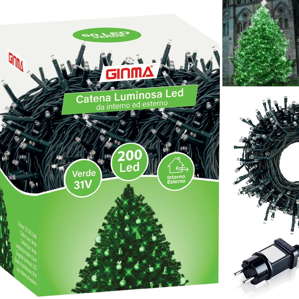 LUCE ALBERO DI NATALE - VERDE - 8 EFFETTI LUCE
